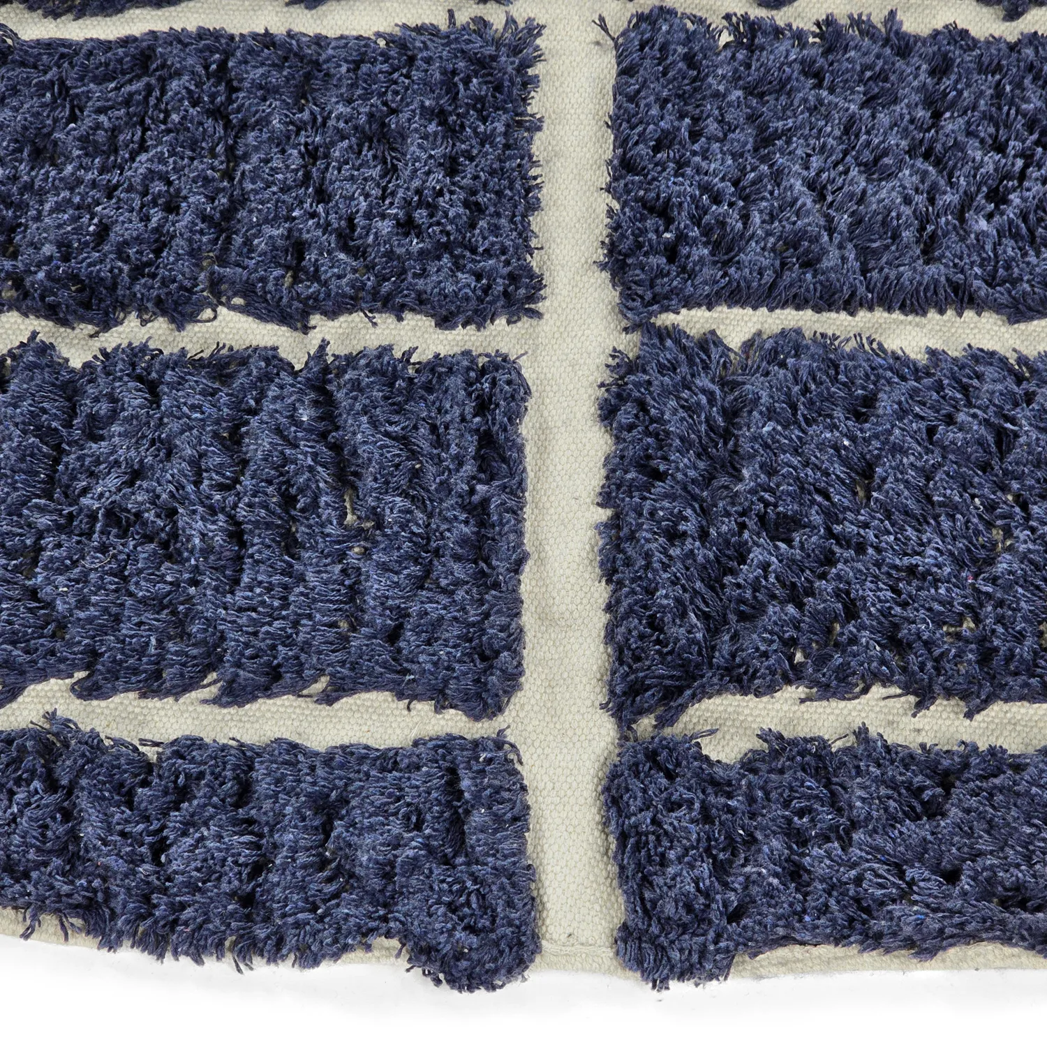 Rund Teppich - Zola Natural Cotton Shaggy (blau)