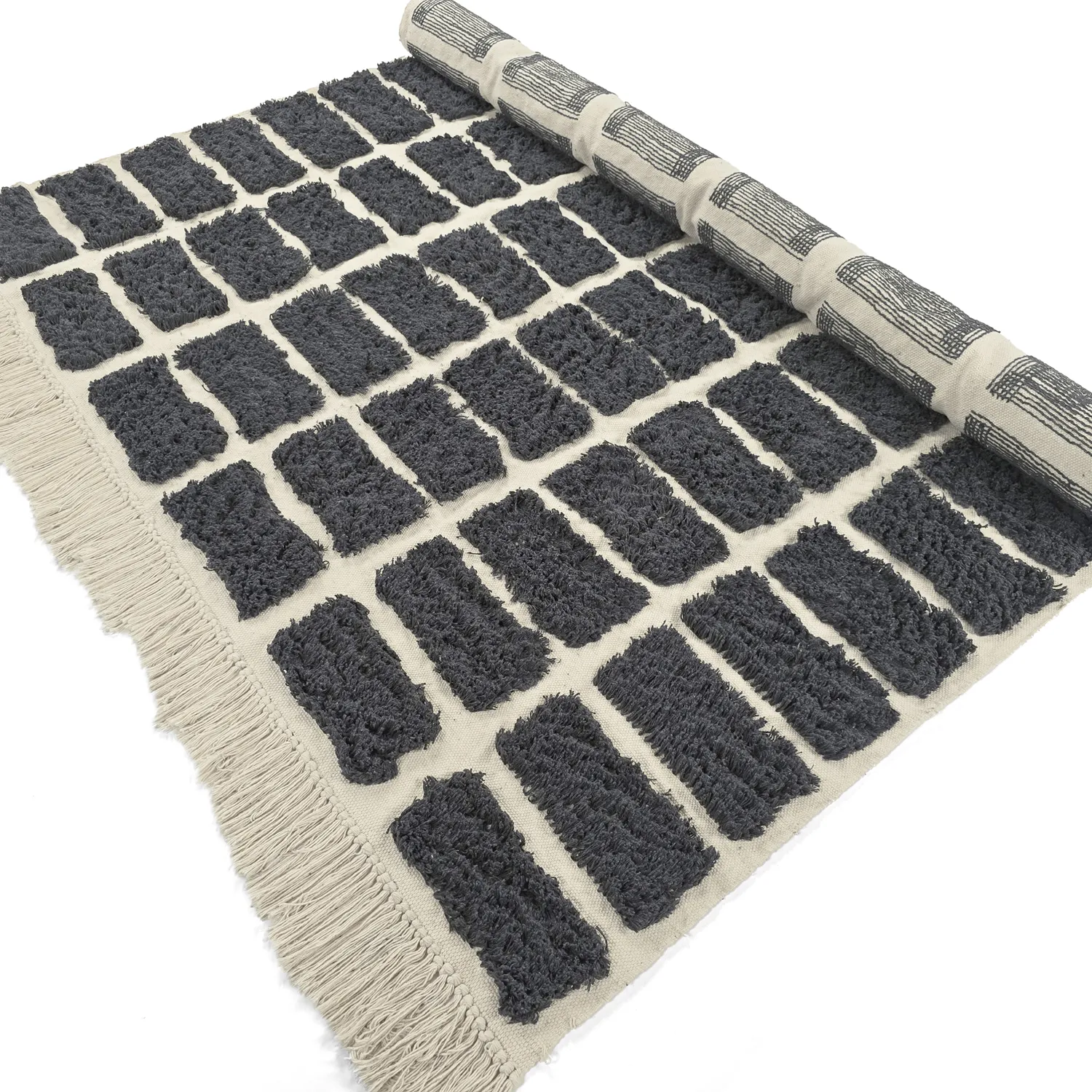 Hochflorteppiche - Zola Natural Cotton Shaggy (dunkelgrau)