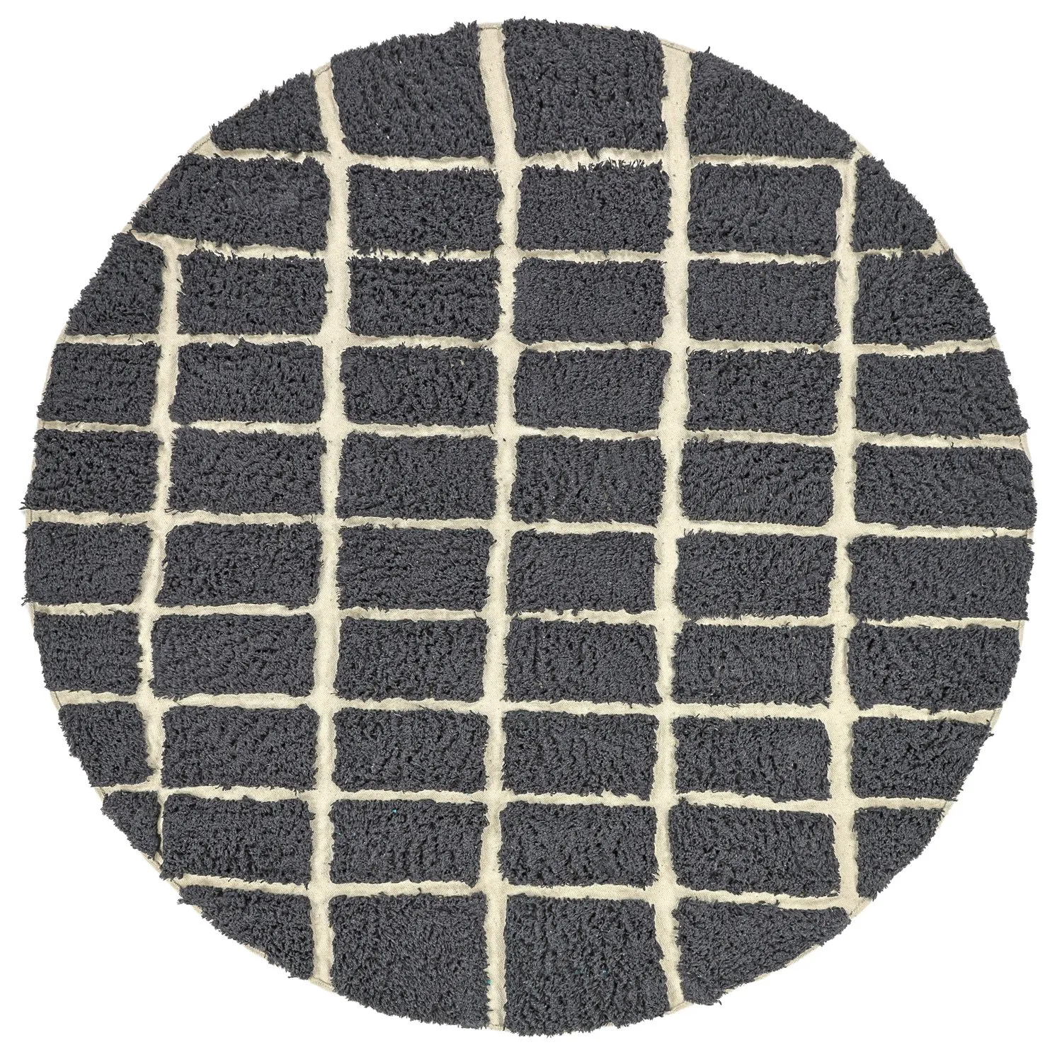 Rund Teppich - Zola Natural Cotton Shaggy (dunkelgrau)
