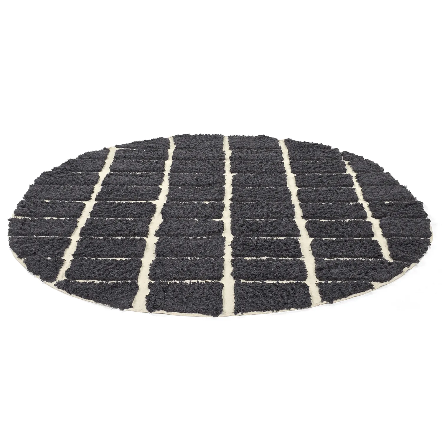 Rund Teppich - Zola Natural Cotton Shaggy (dunkelgrau)