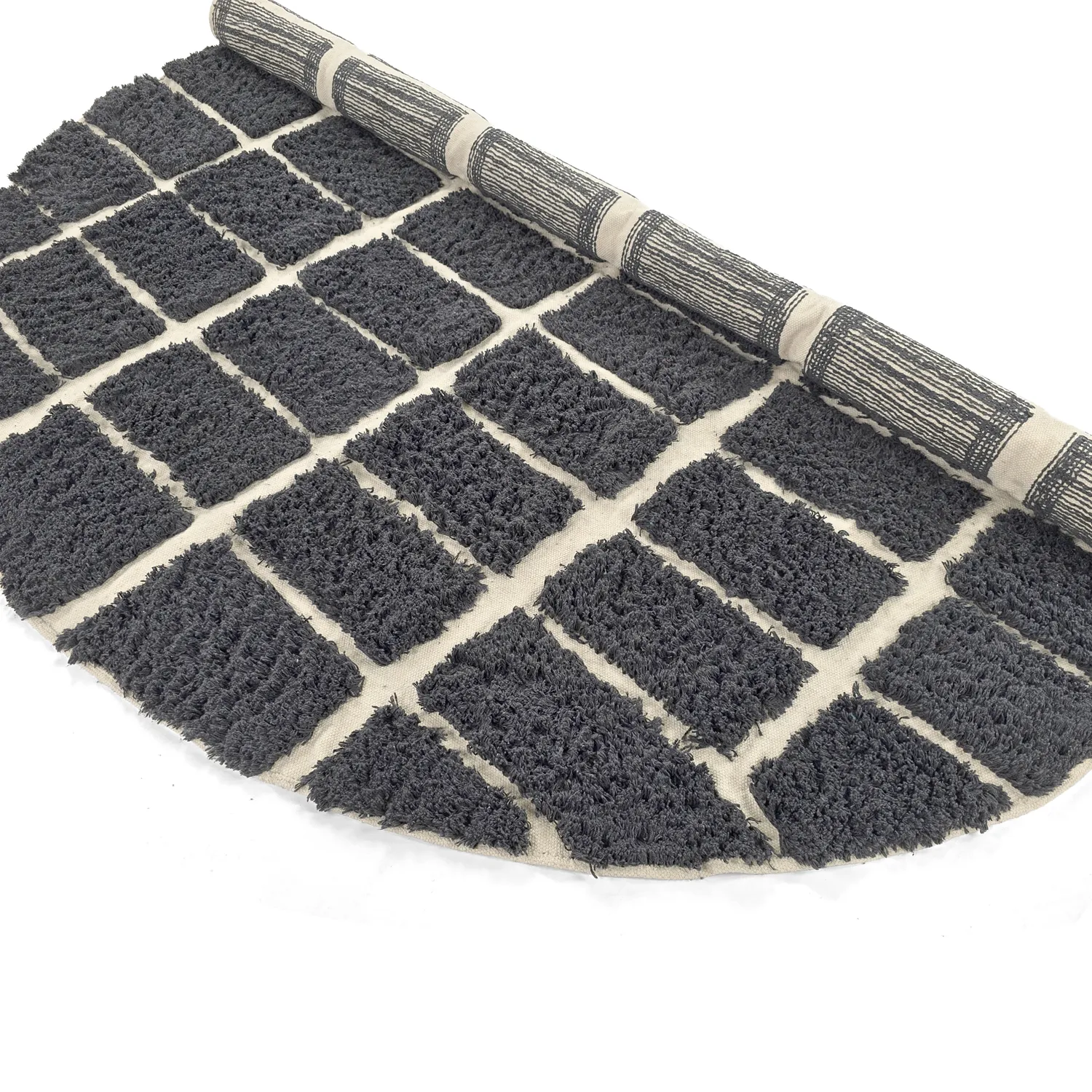 Rund Teppich - Zola Natural Cotton Shaggy (dunkelgrau)