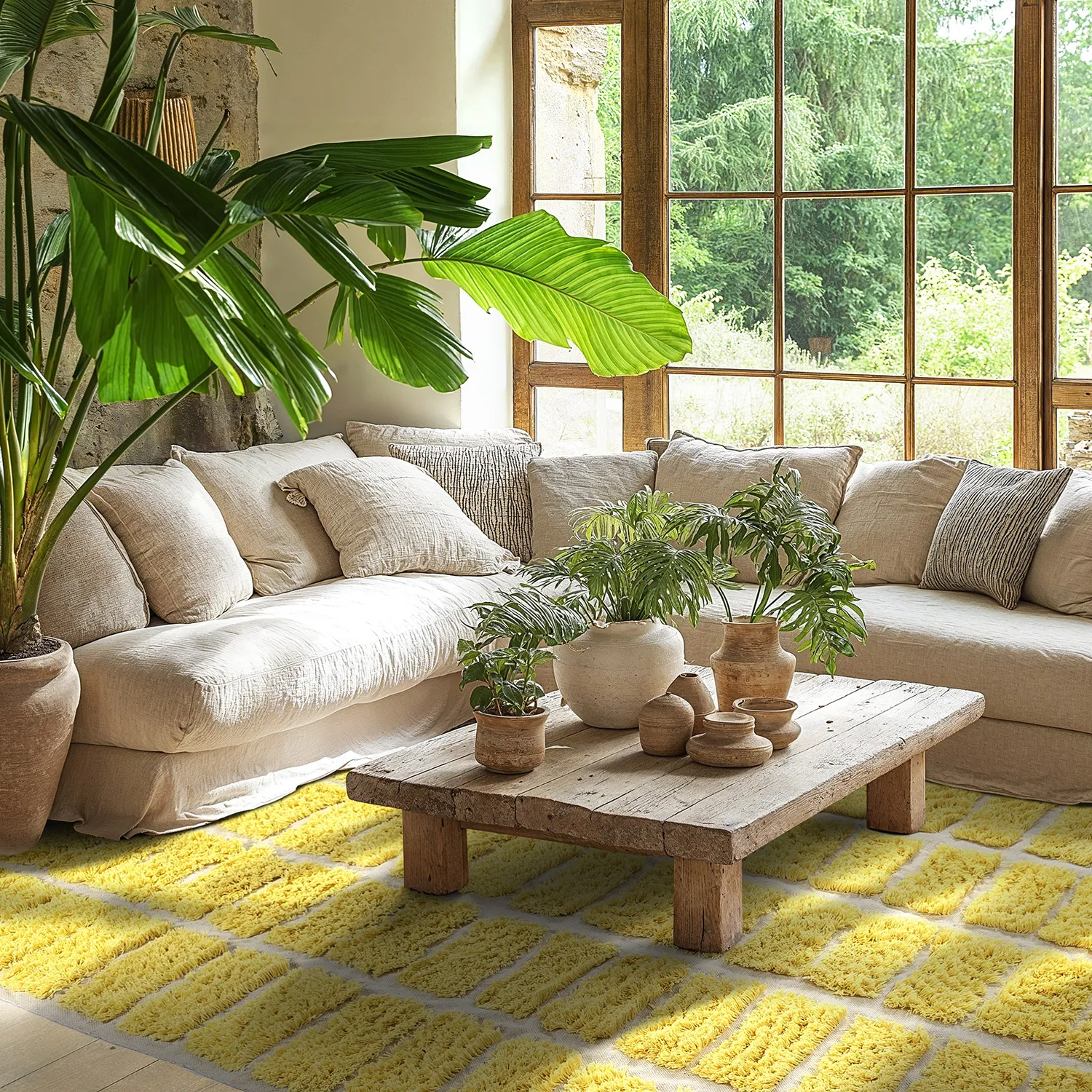 Hochflorteppiche - Zola Natural Cotton Shaggy (gelb)