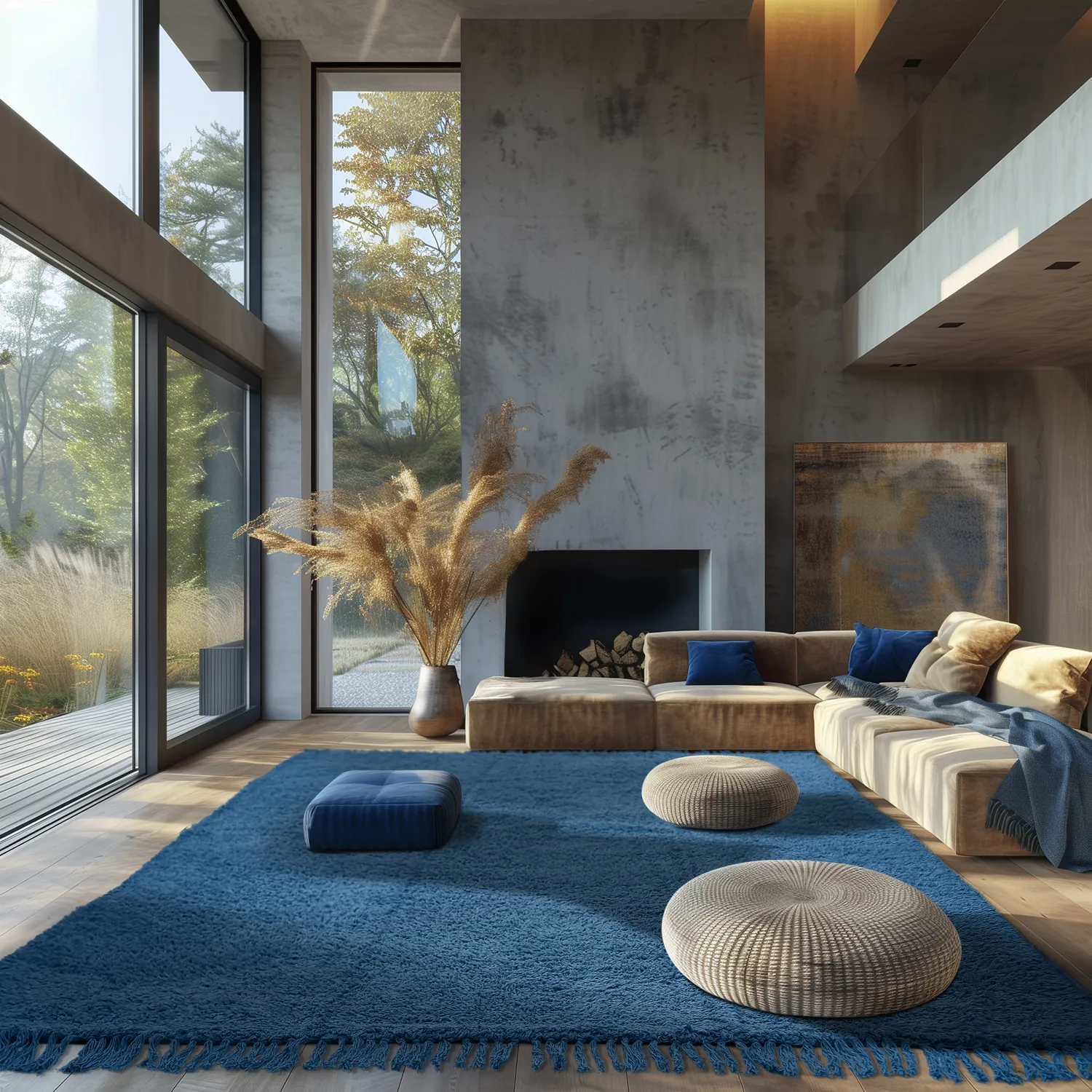 Hochflorteppiche - Alba Natural Cotton Shaggy (blau)