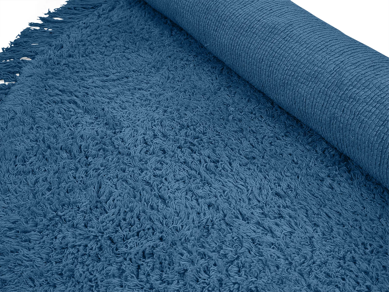 Runde Teppiche - Alba Natural Cotton Shaggy (blau)