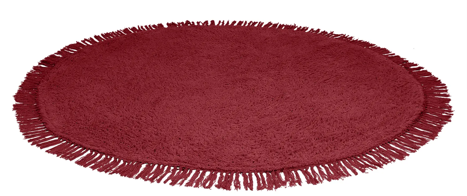 Runde Teppiche - Alba Natural Cotton Shaggy (Burgund)