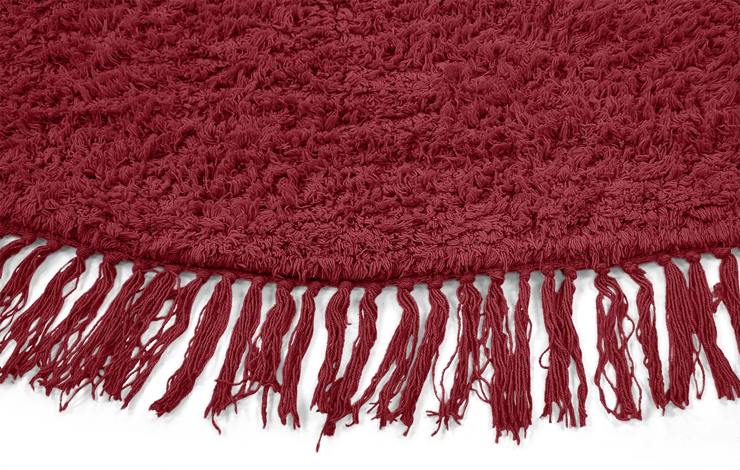 Runde Teppiche - Alba Natural Cotton Shaggy (Burgund)