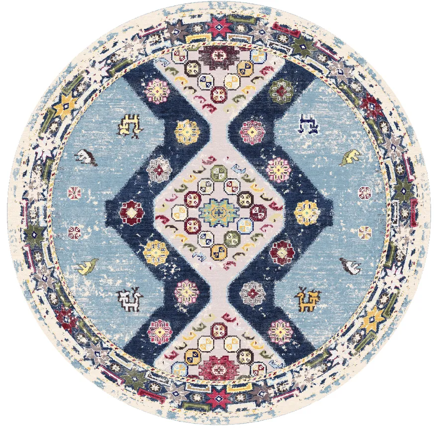 Rund Teppich - Mazzarino (blau/bunt)
