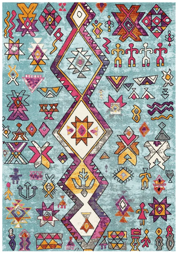 Wilton-Teppich - Misare (blau/bunt)