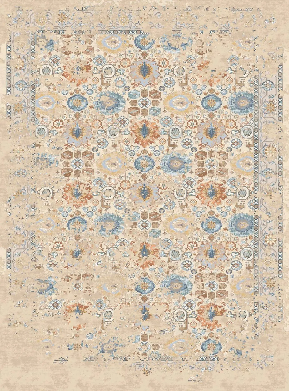 Wilton-Teppich - Oakley (beige/blau)