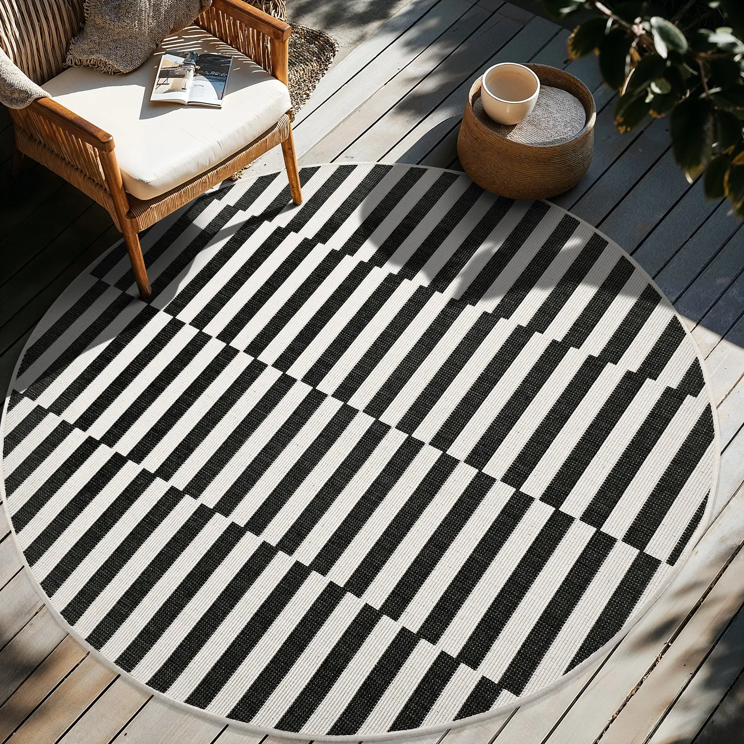 Rund Teppich - Indoor/Outdoor Otto (schwarz)