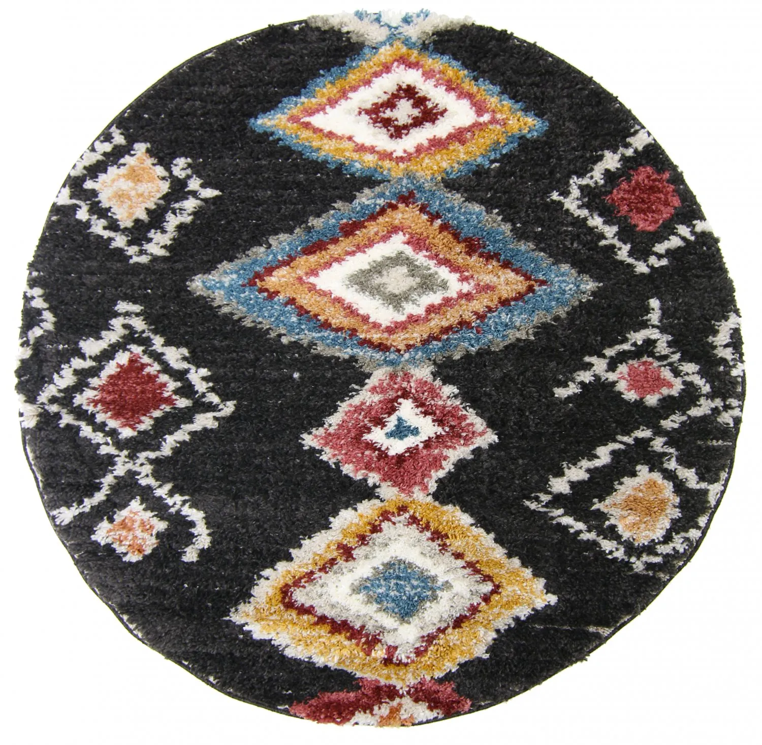 Runde Teppiche - Macchia (schwarz/multi)
