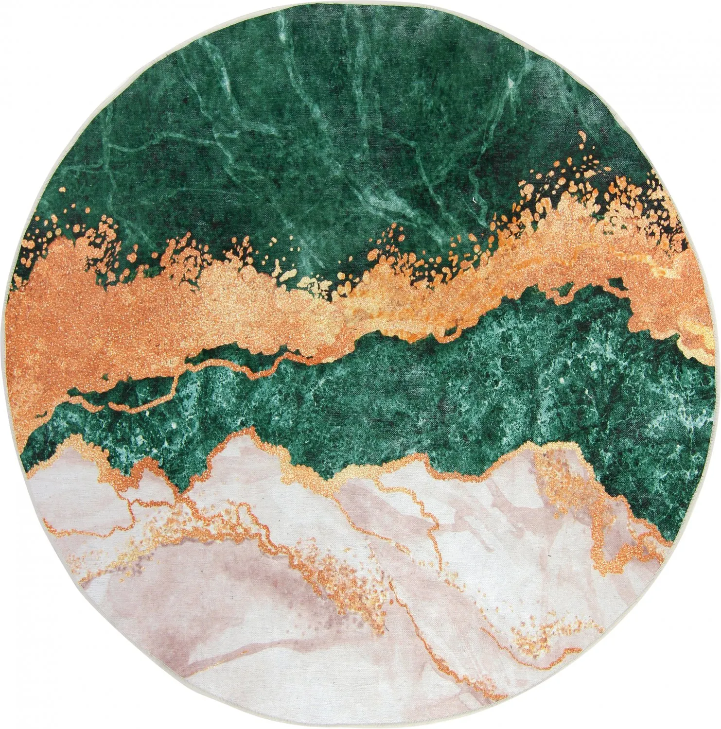 Rund Teppich - Padova (grün/orange)