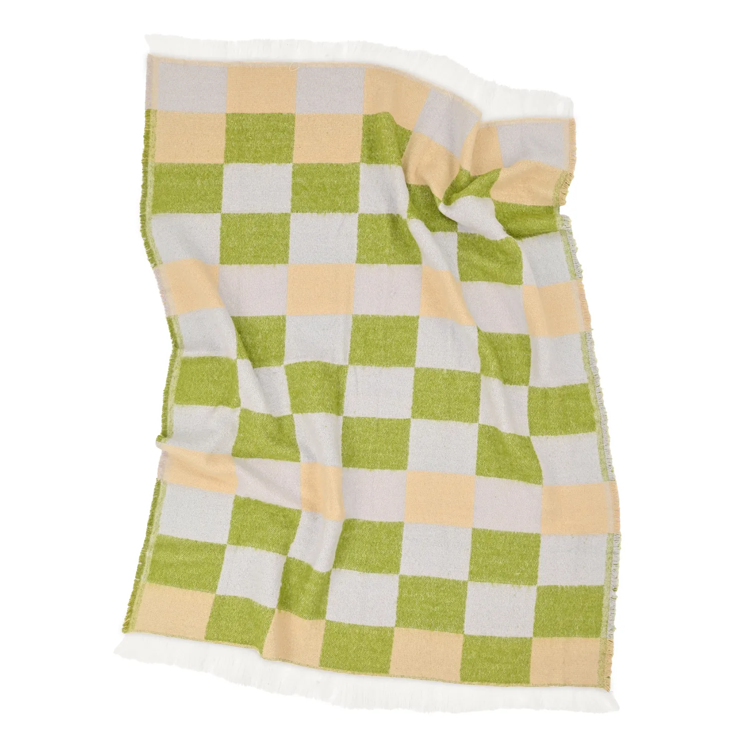 Decken - Wolldecke im Mischgewebe - Audrey Check (beige/grün/lila)