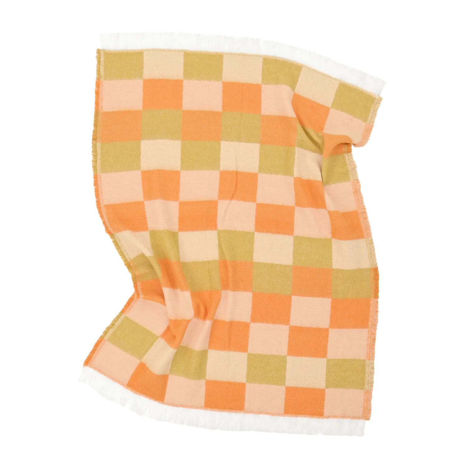 Decken - Wolldecke im Mischgewebe - Audrey Check (beige/gelb/orange)