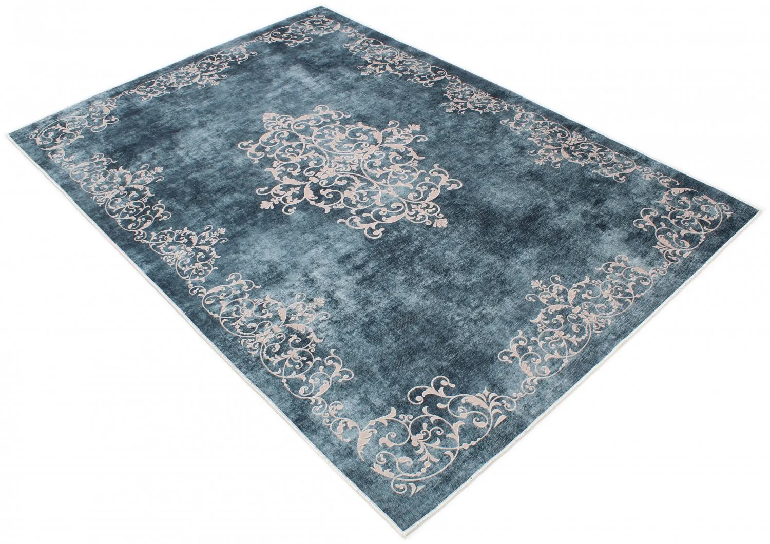 Wilton-Teppich - Santi (blau/beige)