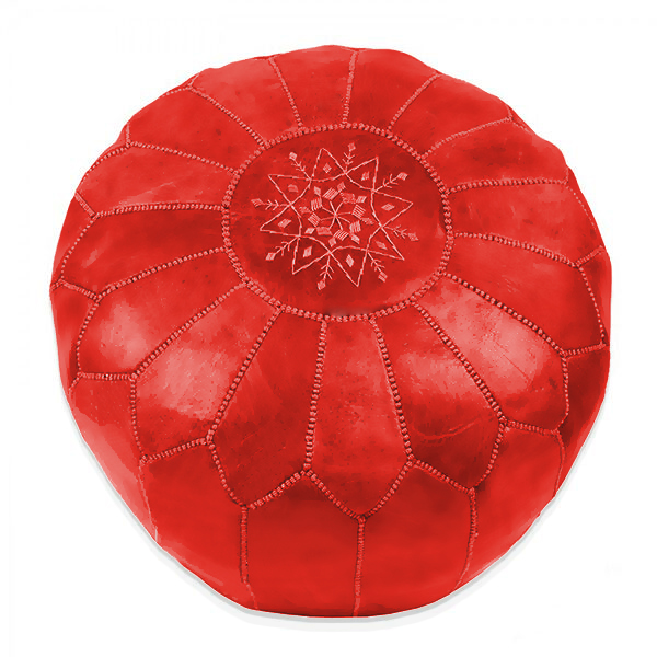 Sitzpoufs - Marokkanischer Leder-Pouf (Rot)
