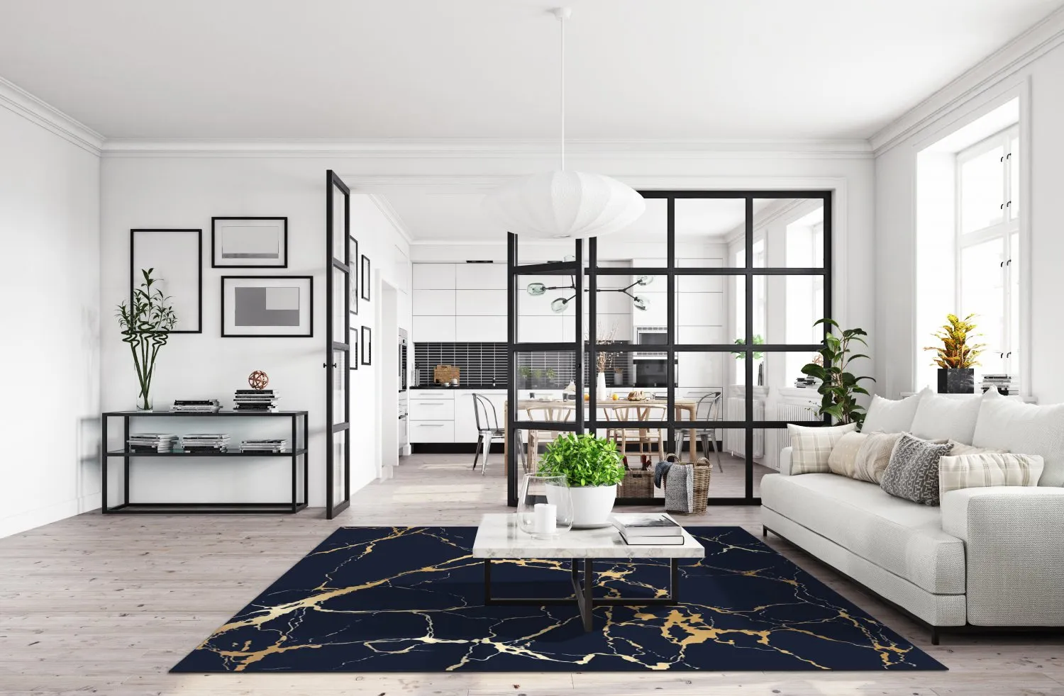 Wilton-Teppich - Cesina (schwarz/gold)
