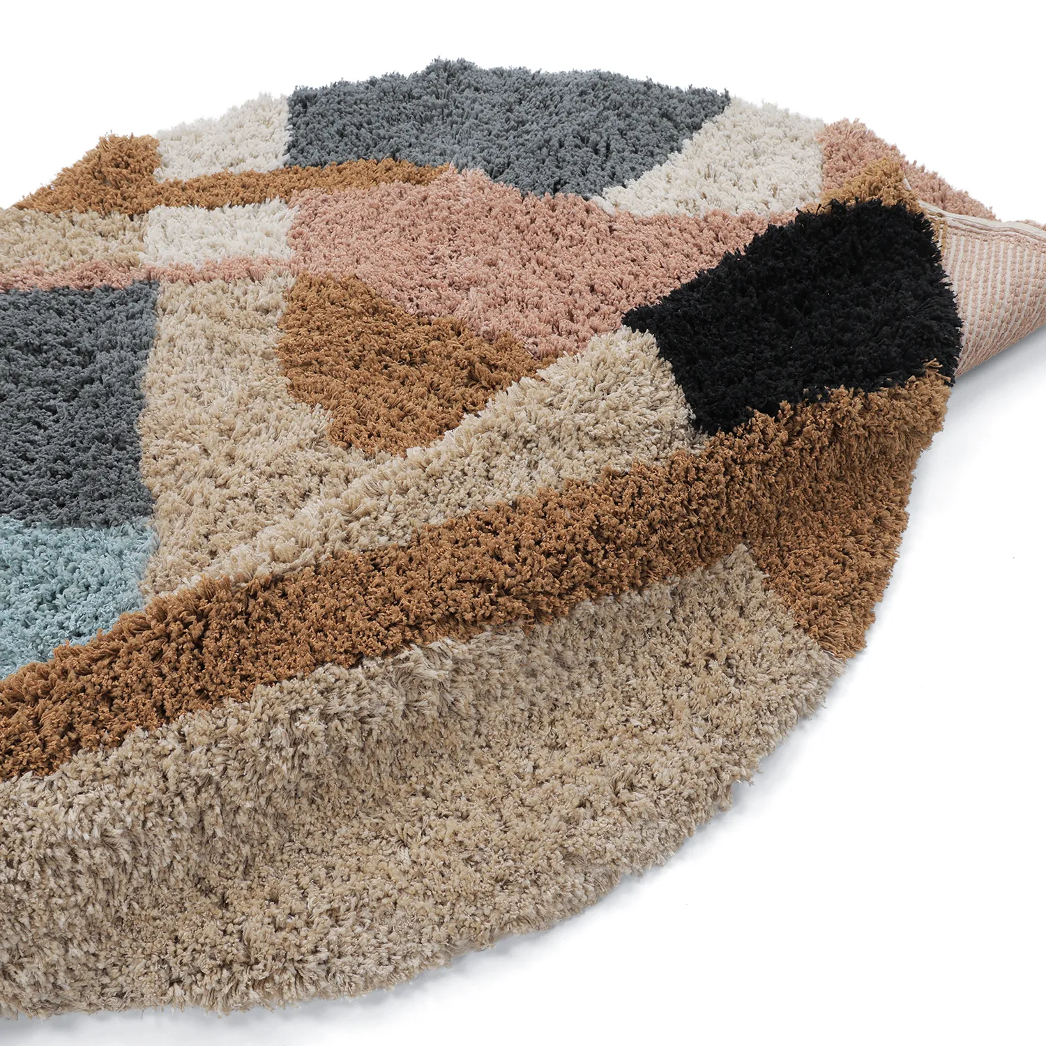 Rund Teppich - Cefalu Natural Cotton Shaggy (mehrfarbig)