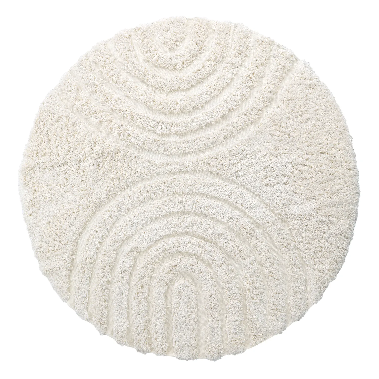Rund Teppich - Lindos Natural Cotton Shaggy (weiß)