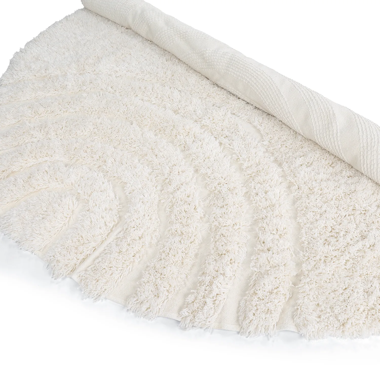 Rund Teppich - Lindos Natural Cotton Shaggy (weiß)
