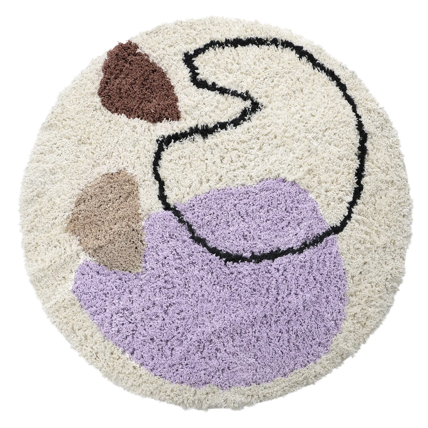 Rund Teppich - Naousa Natural Cotton Shaggy (mehrfarbig)