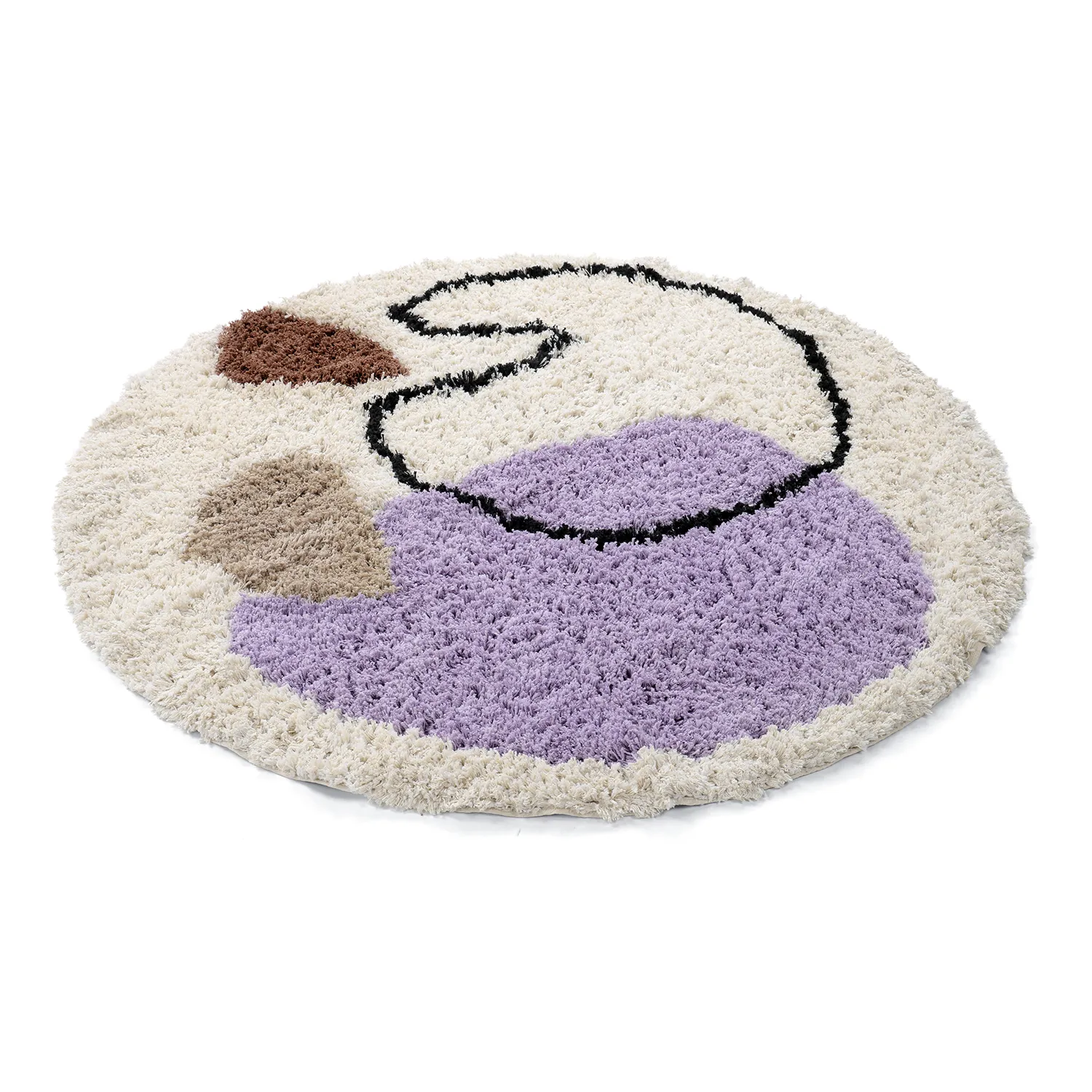 Rund Teppich - Naousa Natural Cotton Shaggy (mehrfarbig)