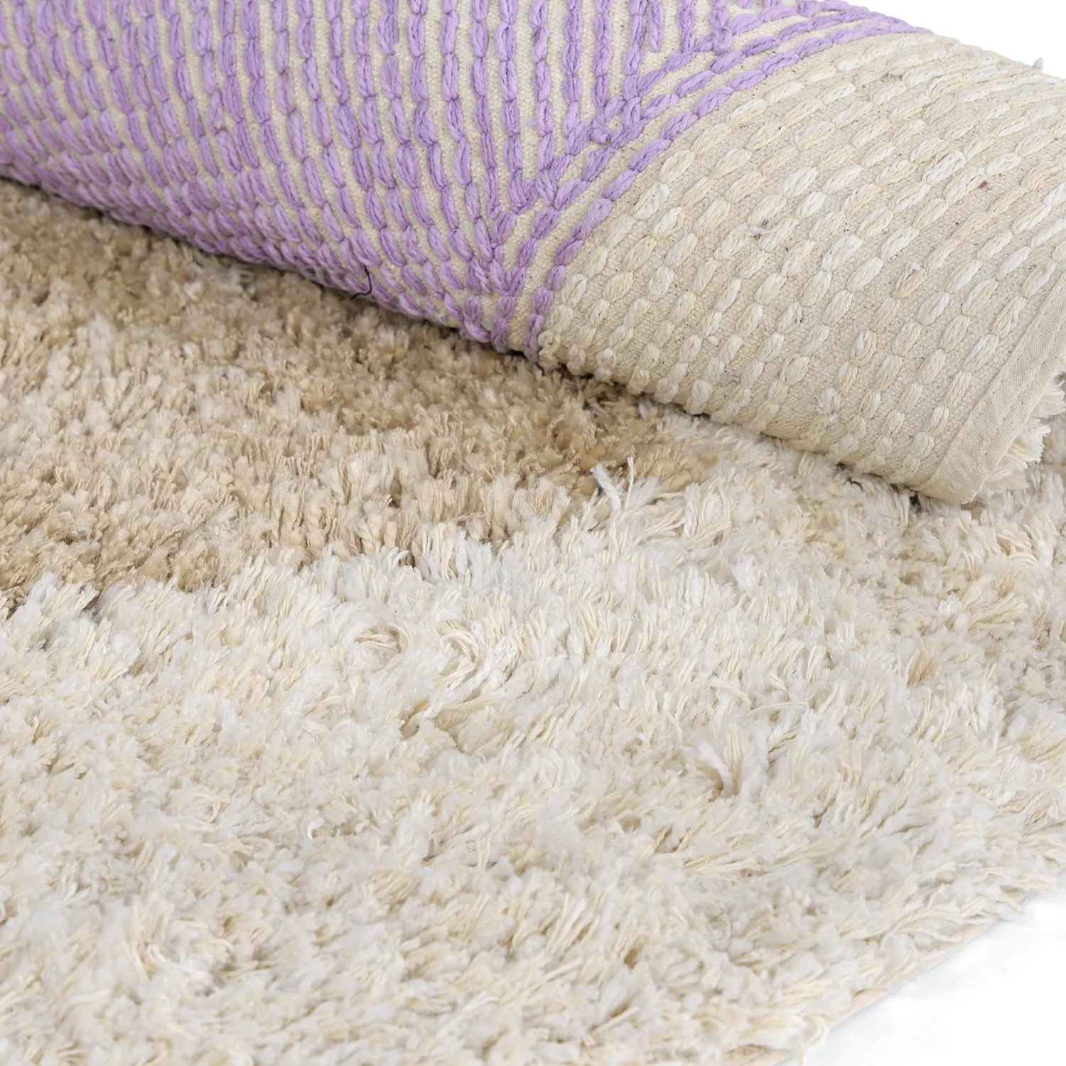 Rund Teppich - Naousa Natural Cotton Shaggy (mehrfarbig)