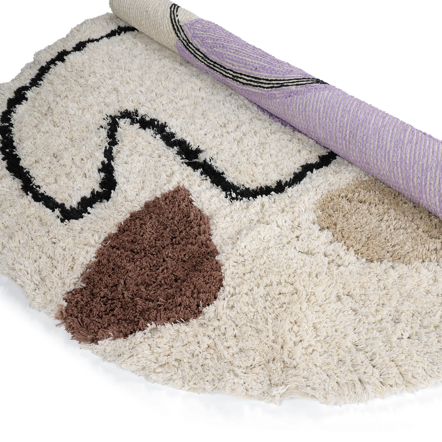 Rund Teppich - Naousa Natural Cotton Shaggy (mehrfarbig)