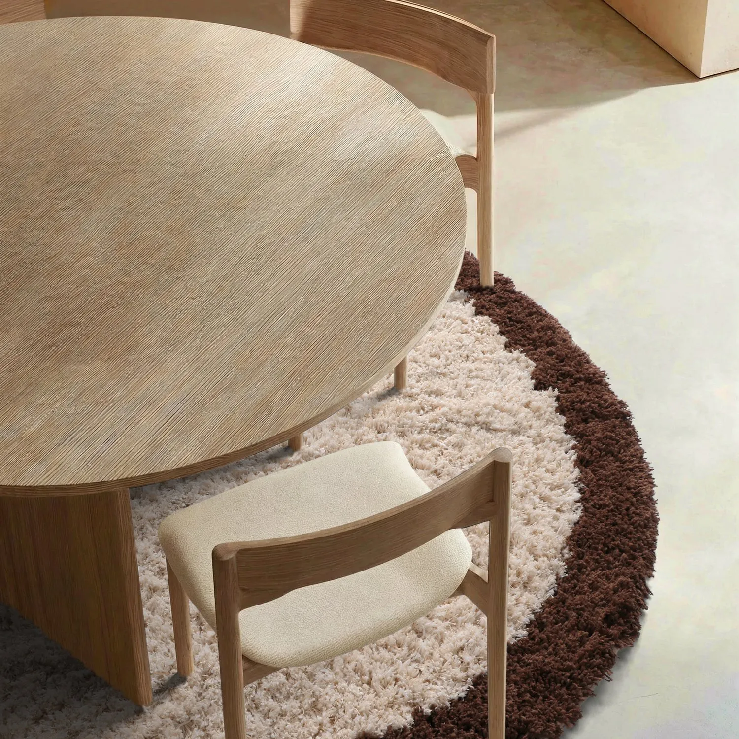 Rund Teppich - Sagres Natural Cotton Shaggy (offwhite/braun)