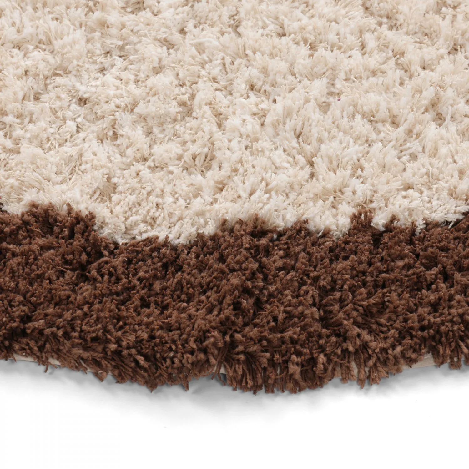 Rund Teppich - Sagres Natural Cotton Shaggy (offwhite/braun)