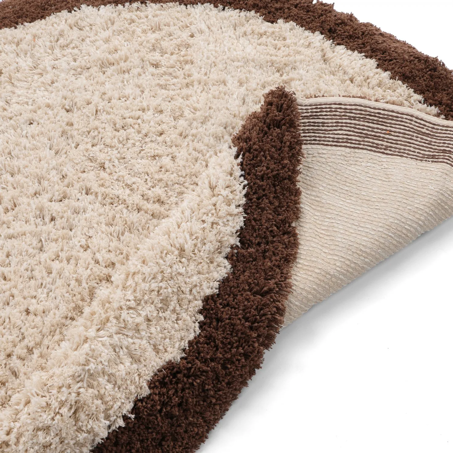 Rund Teppich - Sagres Natural Cotton Shaggy (offwhite/braun)