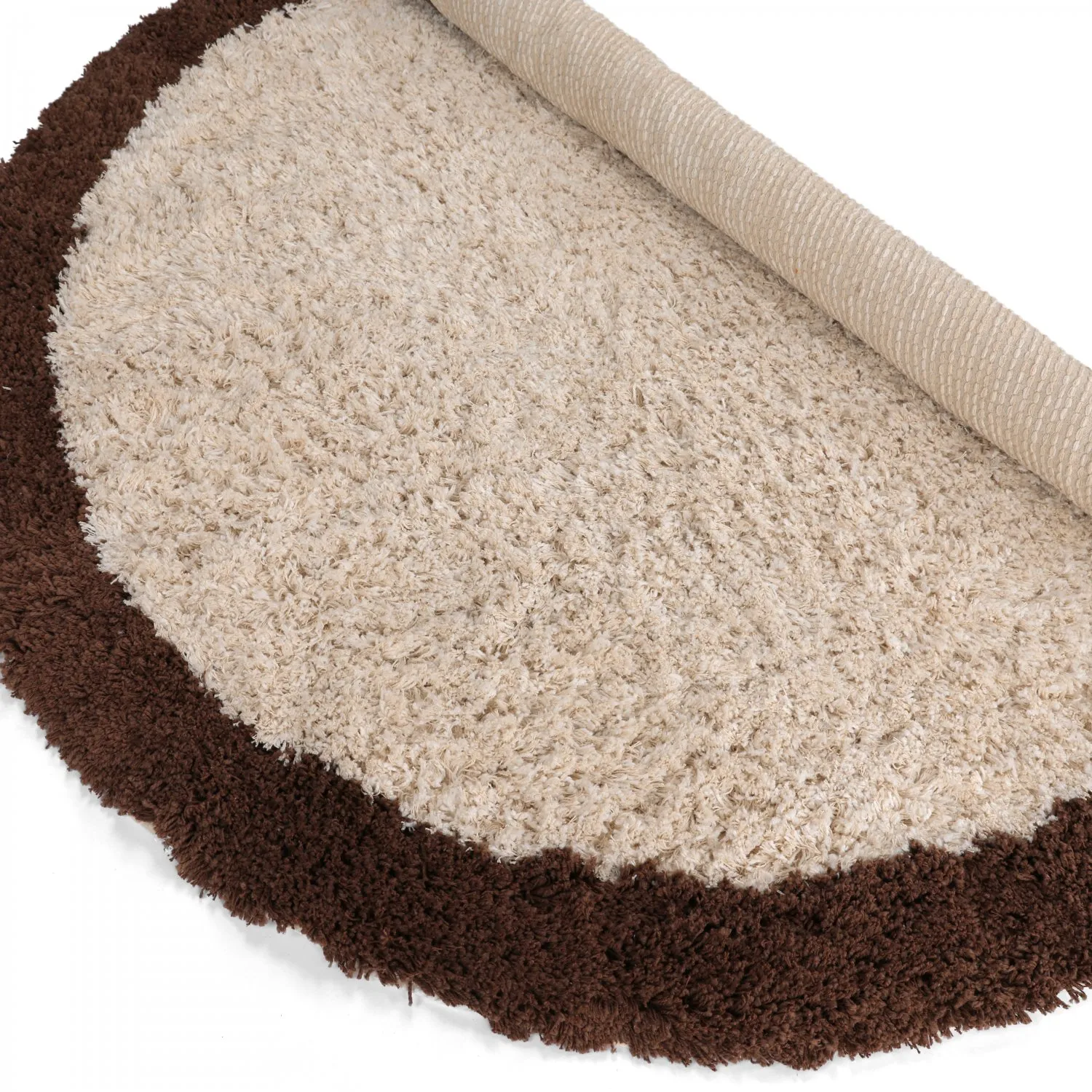 Rund Teppich - Sagres Natural Cotton Shaggy (offwhite/braun)