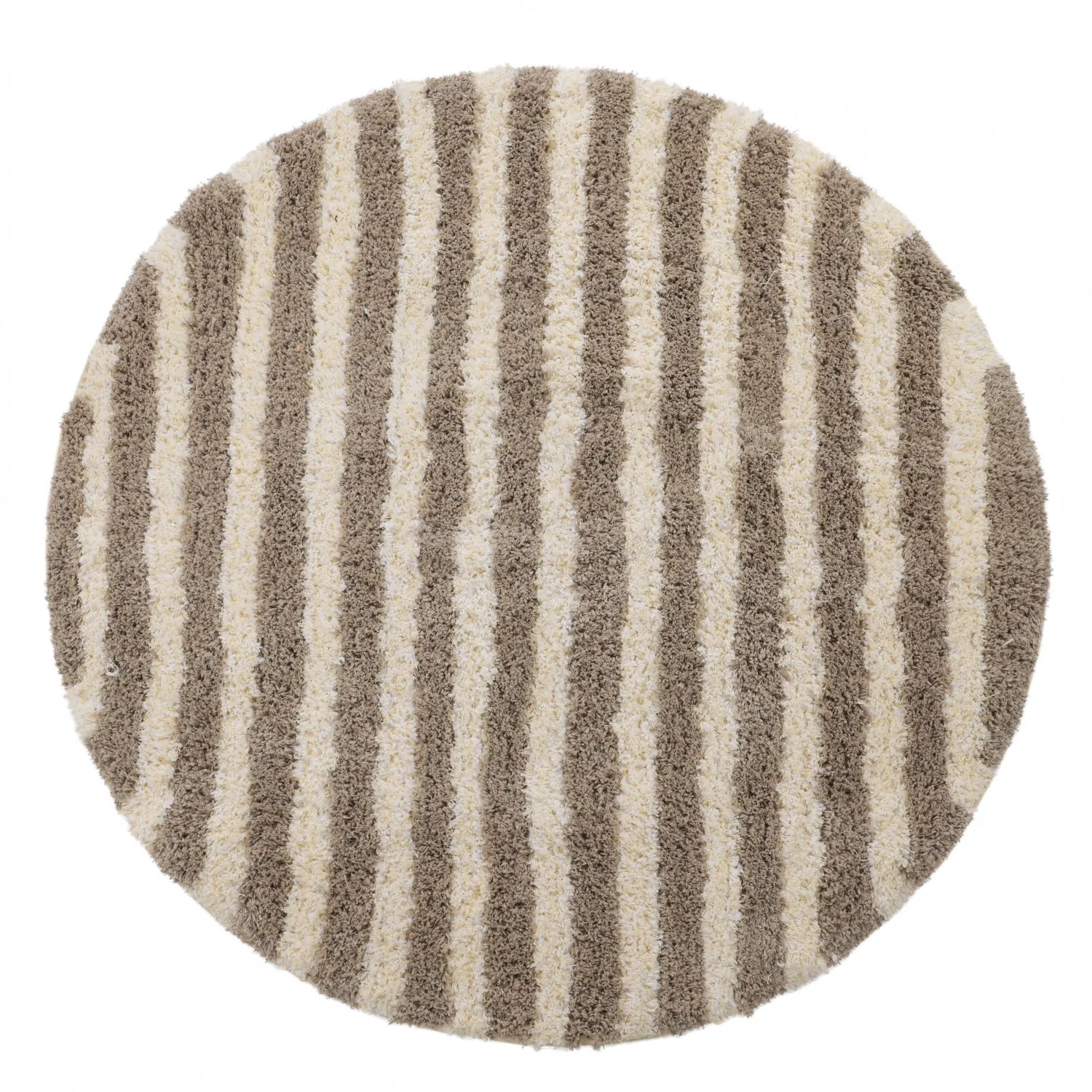 Rund Teppich - Thira Stripe Cotton Shaggy (creme/taupe)