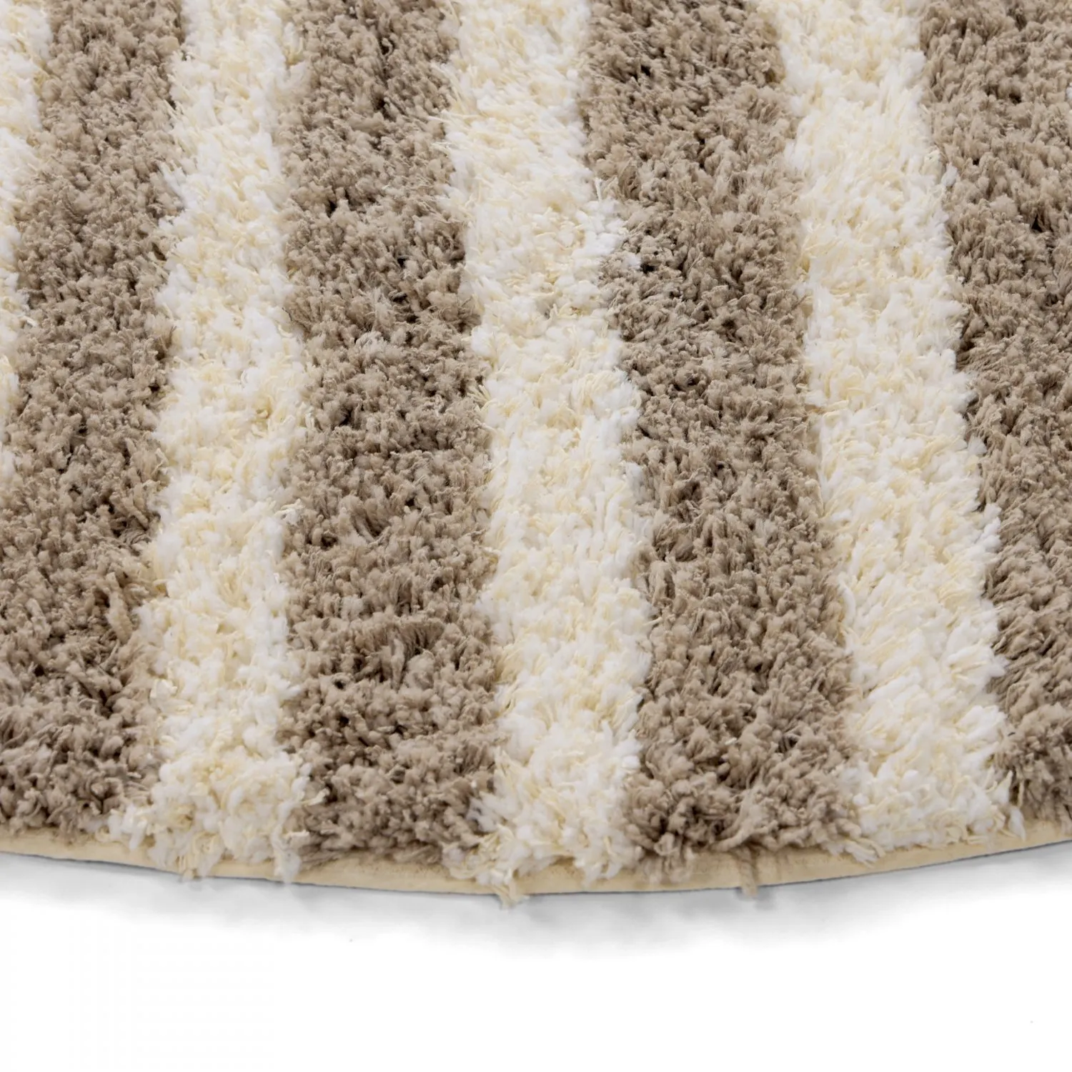 Rund Teppich - Thira Stripe Cotton Shaggy (creme/taupe)
