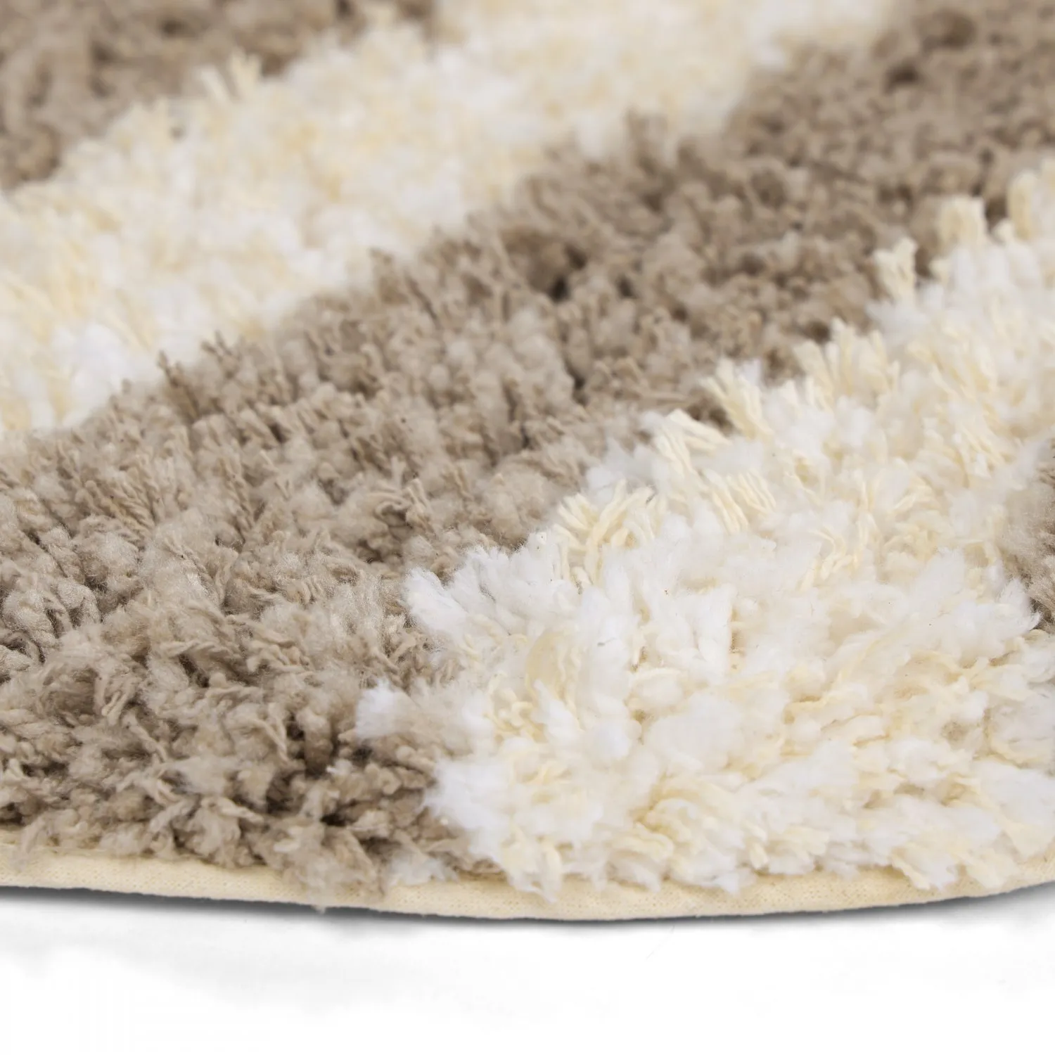 Rund Teppich - Thira Stripe Cotton Shaggy (creme/taupe)