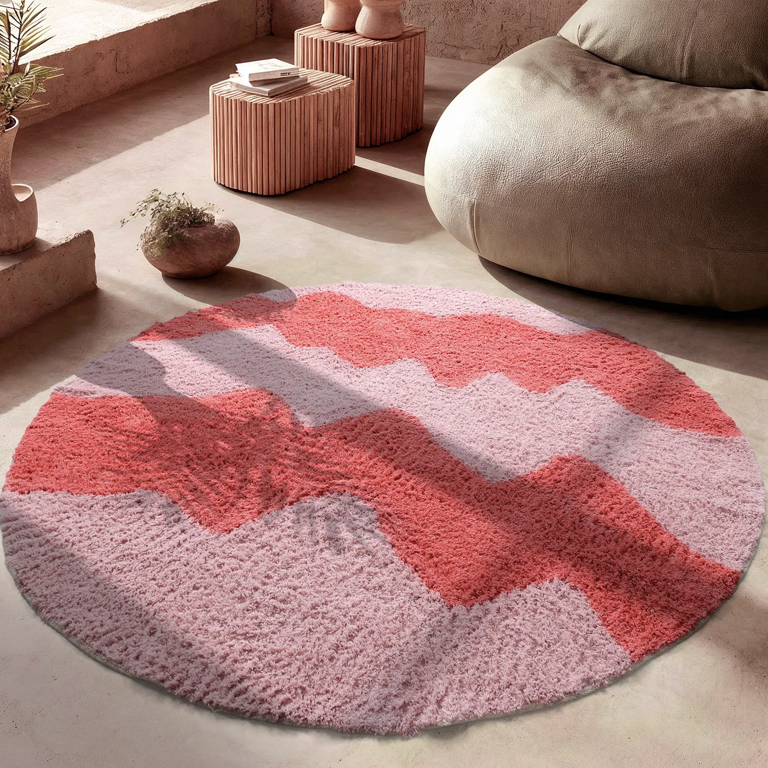 Hochflorteppiche - Amira Natural Cotton Shaggy (rosa)
