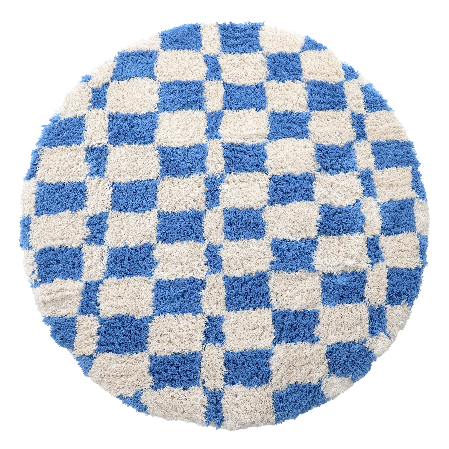 Rund Teppich - Atrani Natural Cotton Shaggy (blau)
