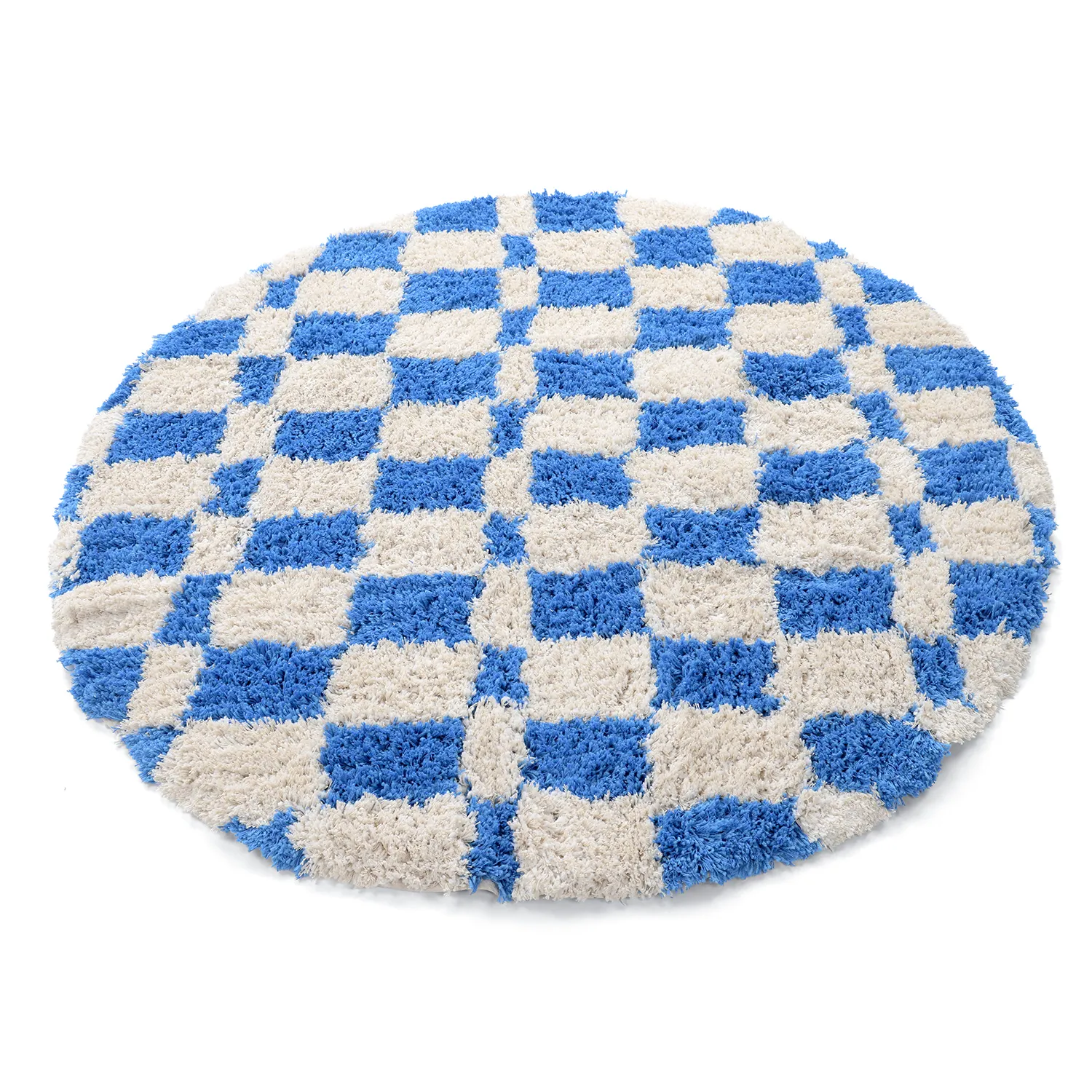 Rund Teppich - Atrani Natural Cotton Shaggy (blau)