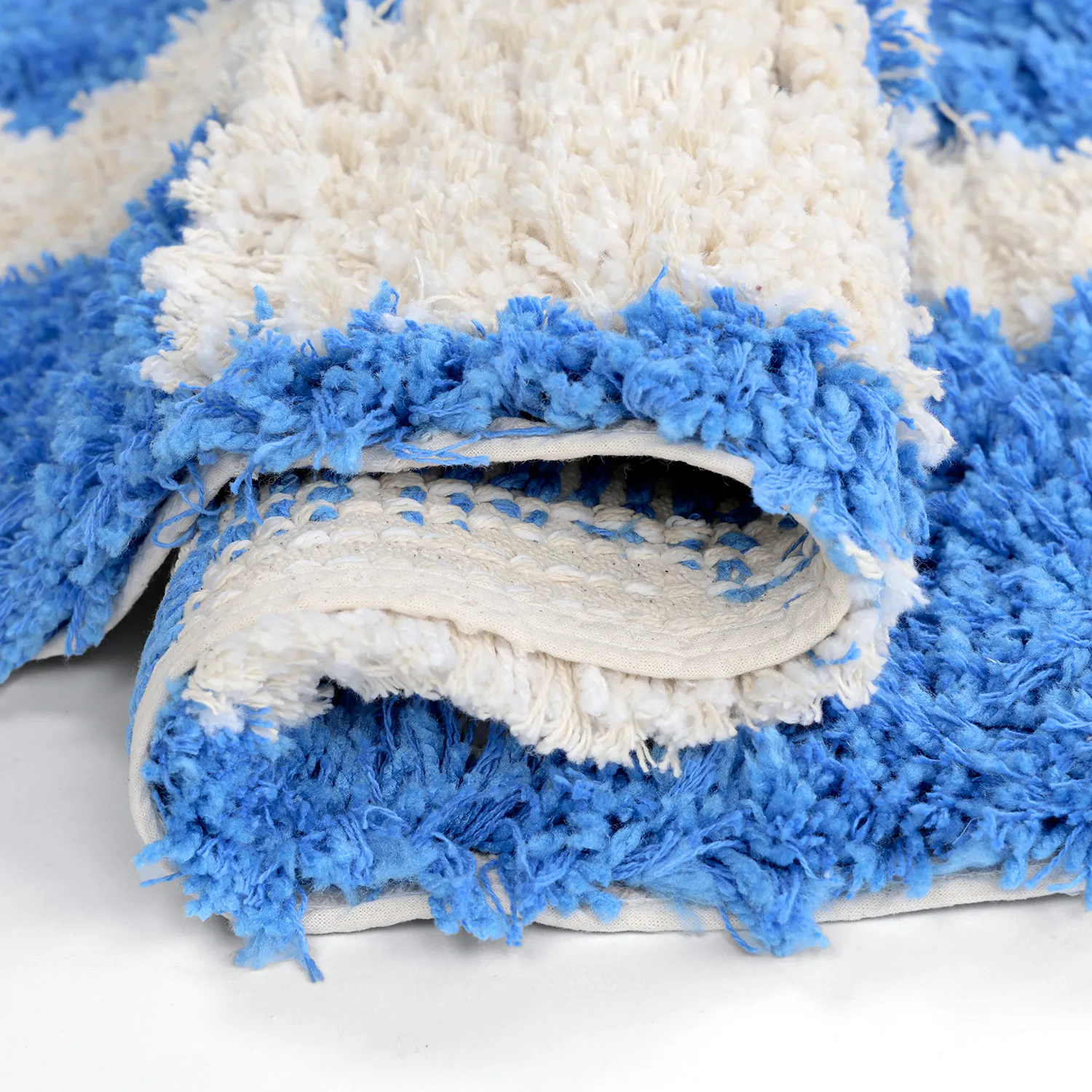 Rund Teppich - Atrani Natural Cotton Shaggy (blau)