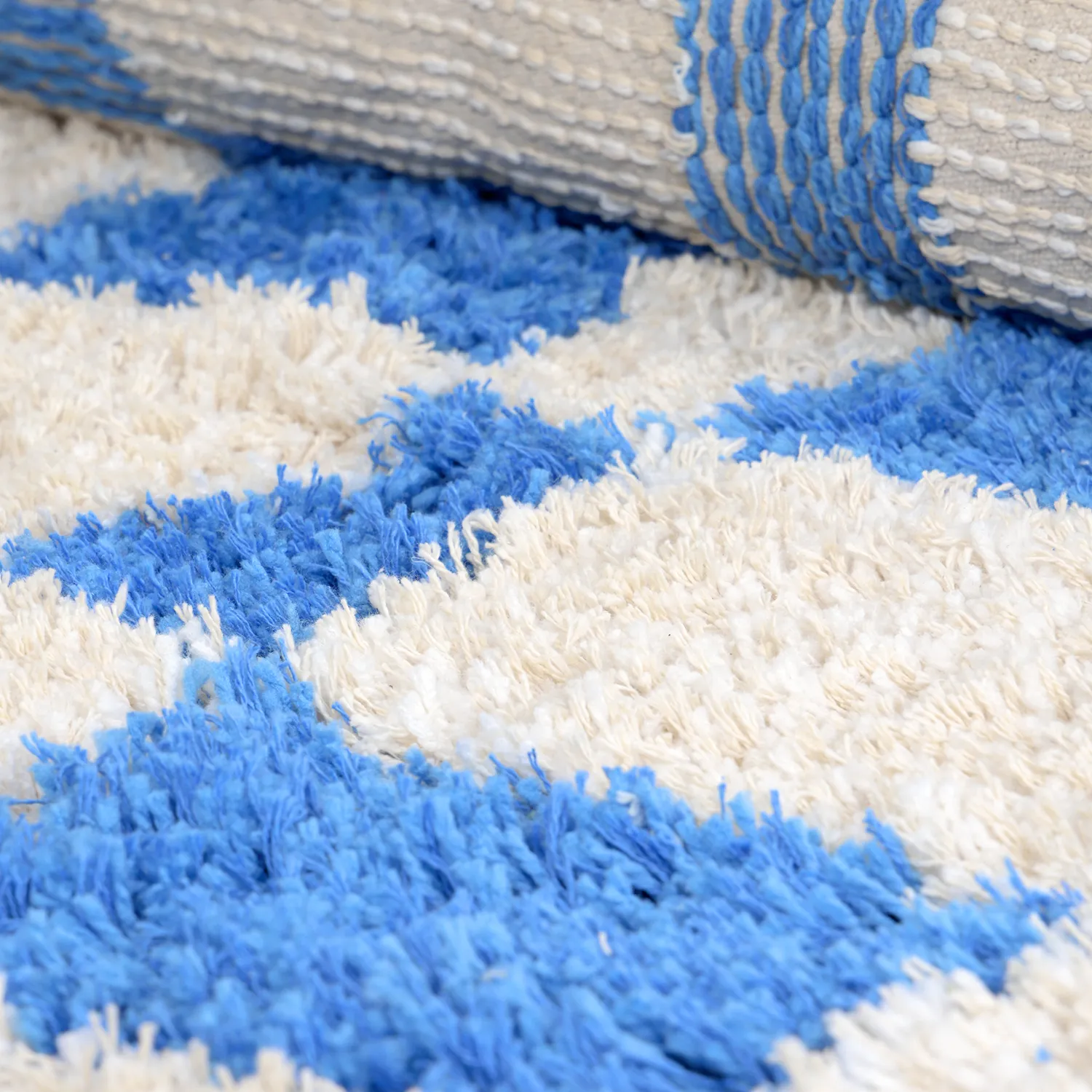 Rund Teppich - Atrani Natural Cotton Shaggy (blau)