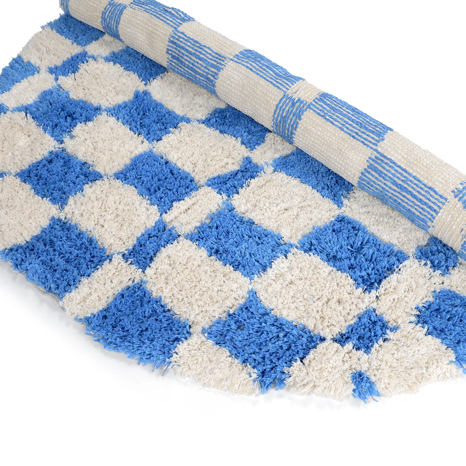 Rund Teppich - Atrani Natural Cotton Shaggy (blau)