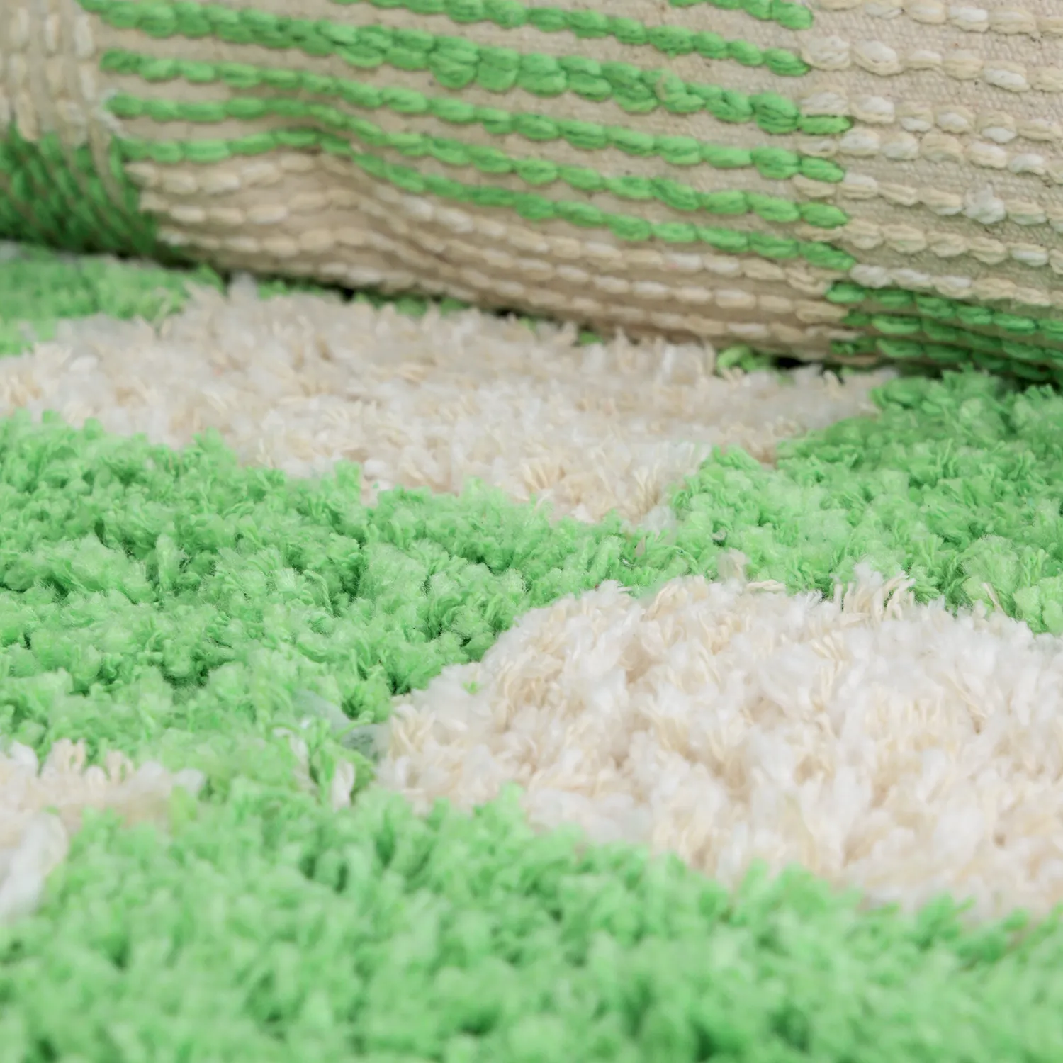 Rund Teppich - Atrani Natural Cotton Shaggy (grün)