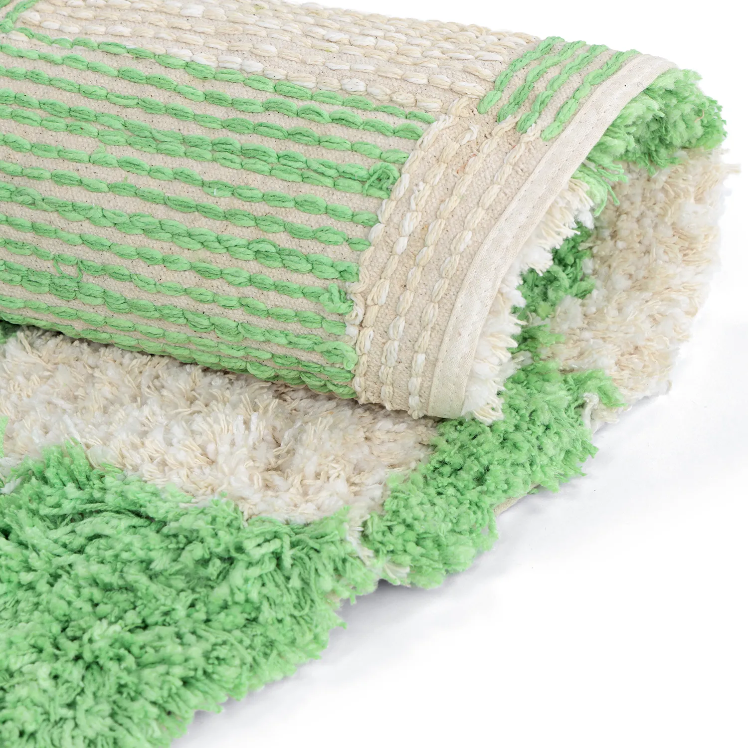 Rund Teppich - Atrani Natural Cotton Shaggy (grün)