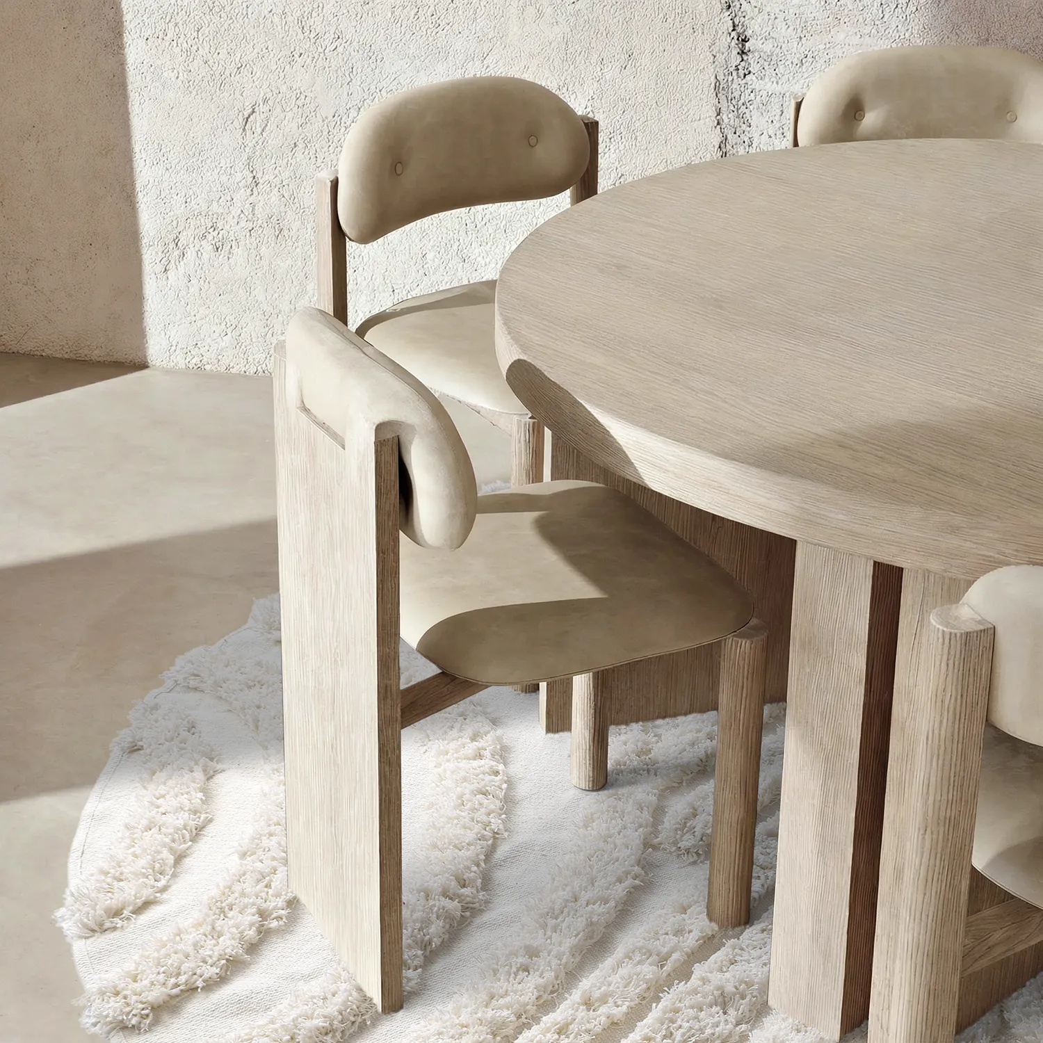 Rund Teppich - Cazorla Natural Cotton Shaggy (cremefarben)