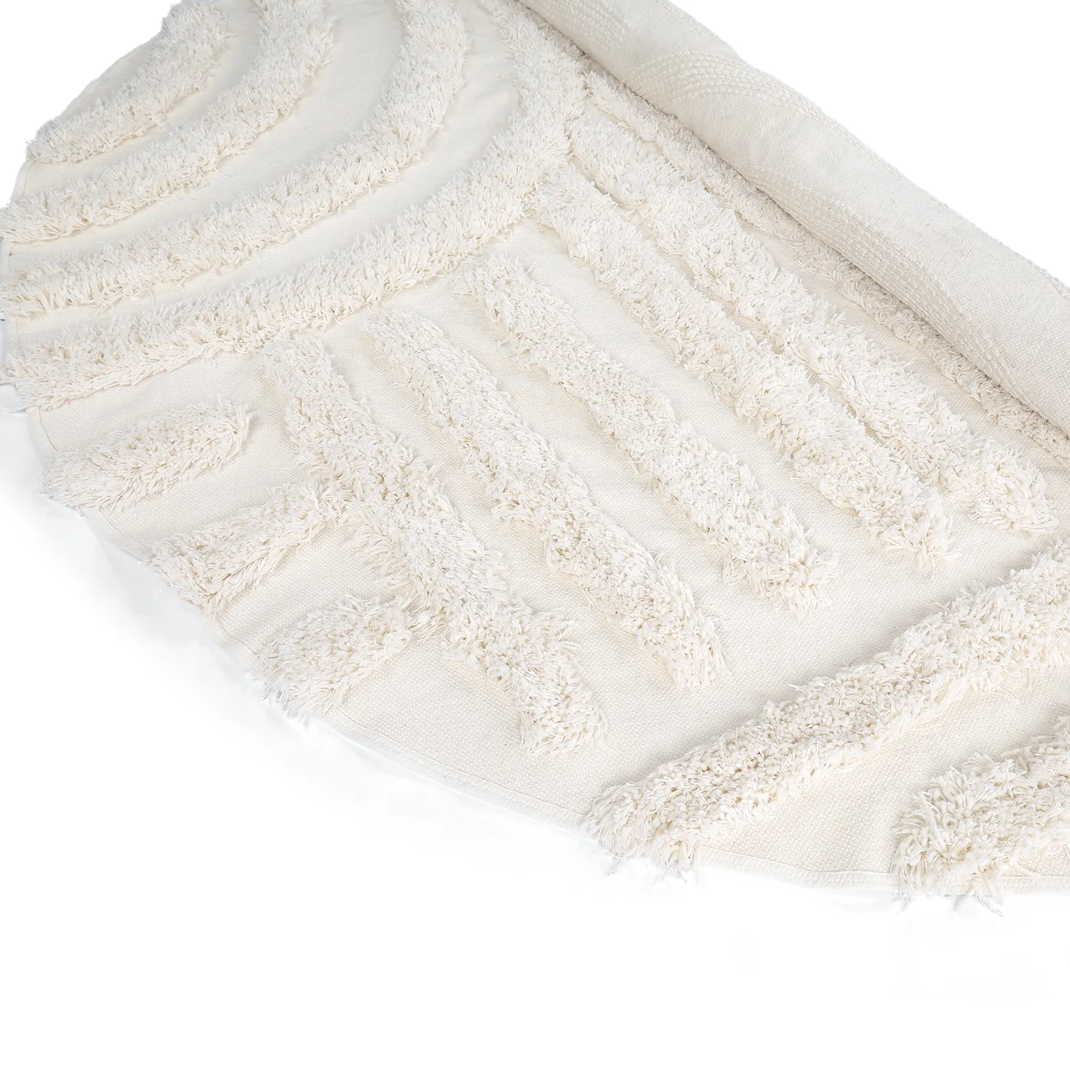 Rund Teppich - Cazorla Natural Cotton Shaggy (cremefarben)