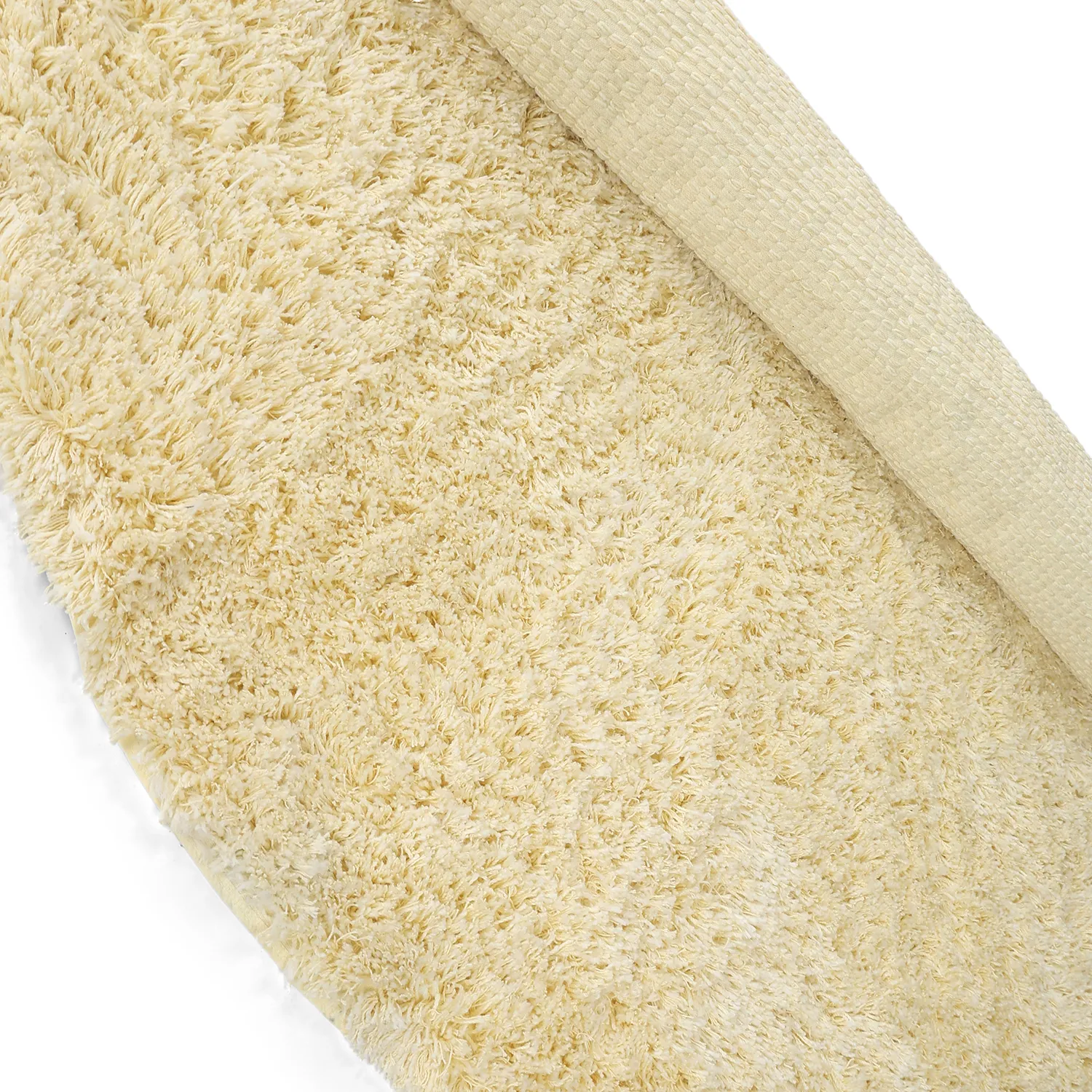 Rund Teppich - Combarro Solid Cotton Shaggy (hellgelb)