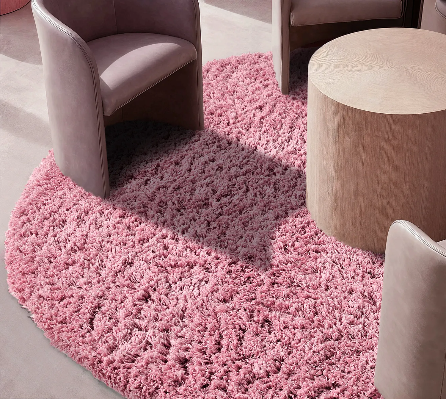 Rund Teppich - Combarro Solid Cotton Shaggy (hellrosa)