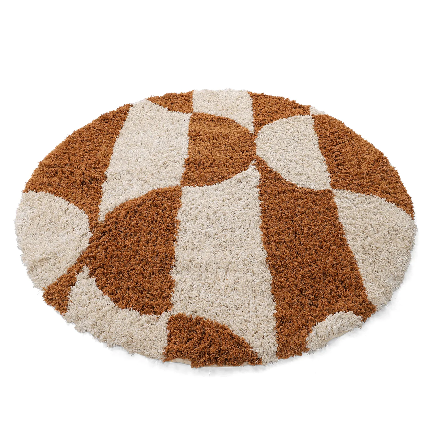 Rund Teppich - Kalymnos Natural Cotton Shaggy (offwhite/ocker)
