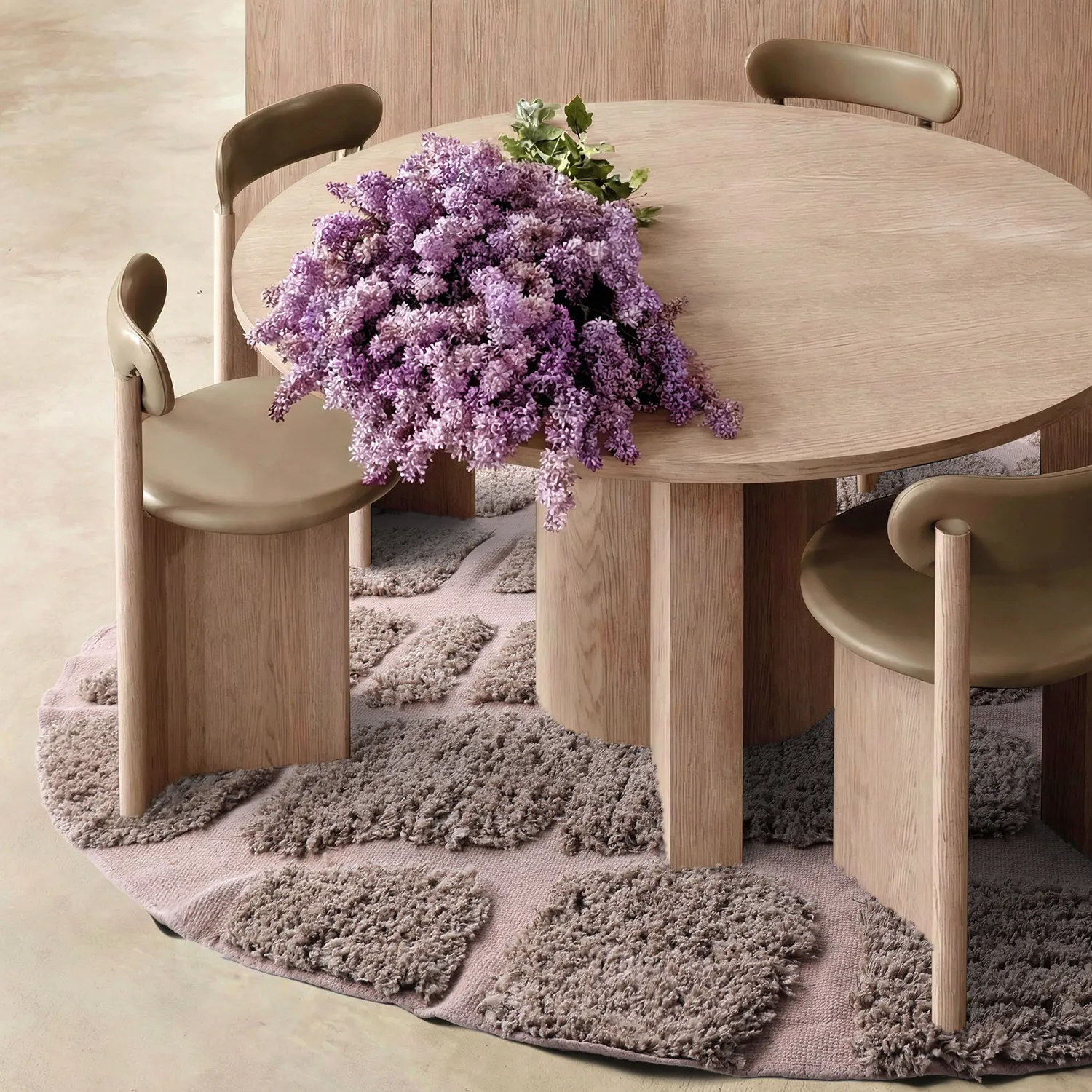 Rund Teppich - Otranto Natural Cotton Shaggy (taupe)
