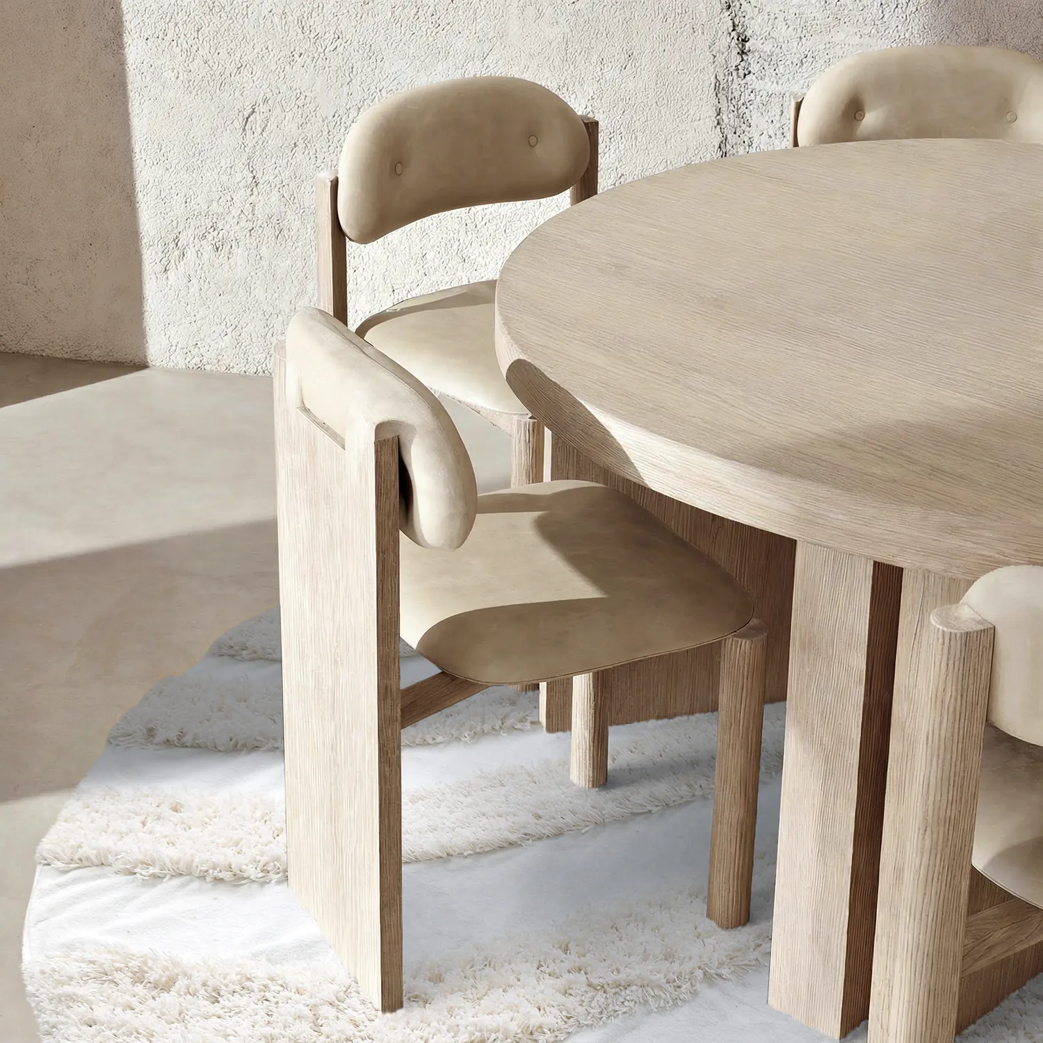 Rund Teppich - Sivota Natural Cotton Shaggy (cremefarben)